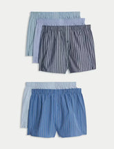 5pk Pure Cotton Striped Woven Boxers  Adomoo